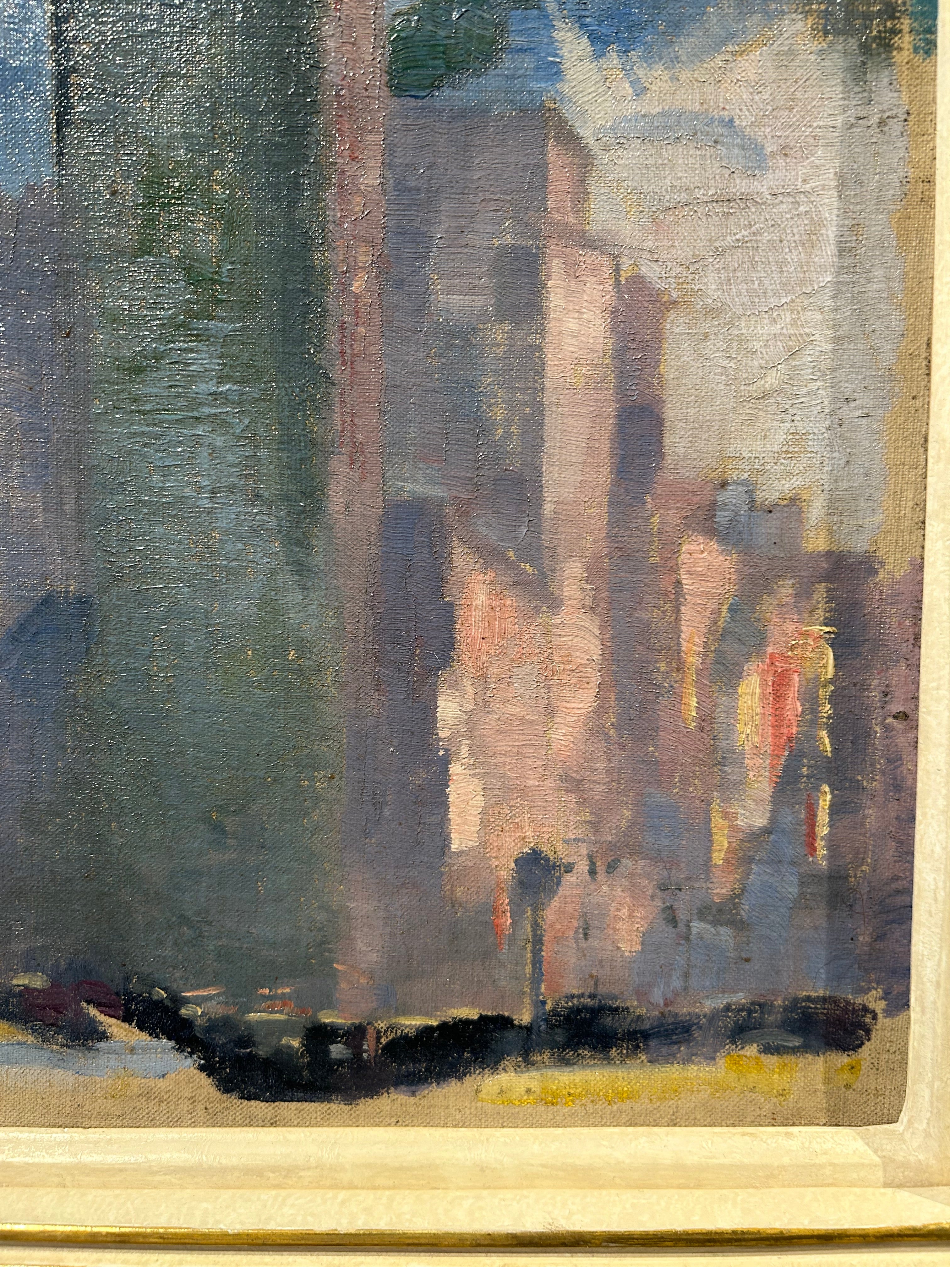 Alfred Wolmark - Sketch of the Flatiron Building, oil on canvas board, 20th century - Darnley Fine Art