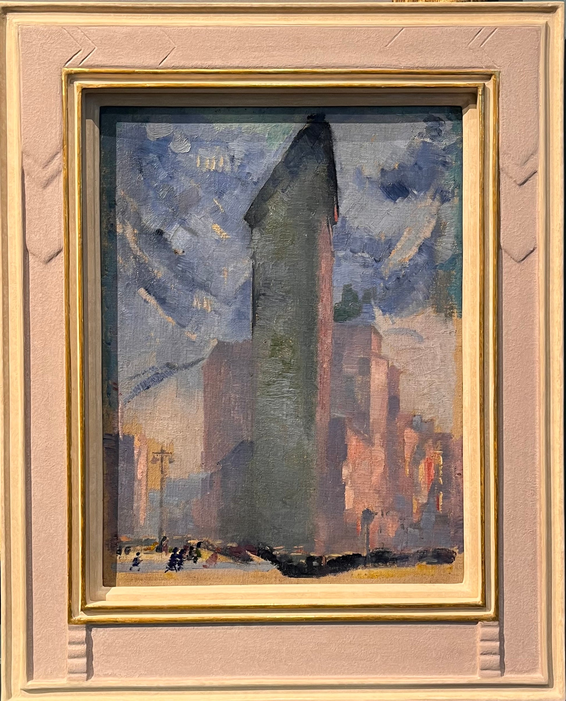 Alfred Wolmark - Sketch of the Flatiron Building, oil on canvas board, 20th century - Darnley Fine Art