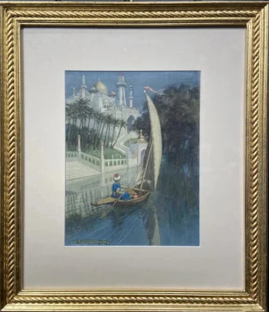 Norman Ault - Anight my Shallop, pencil and watercolour, early 20th century - Darnley Fine Art