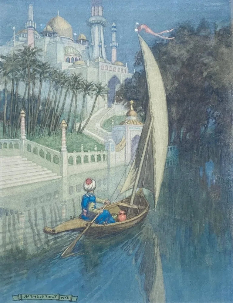 Norman Ault - Anight my Shallop, pencil and watercolour, early 20th century - Darnley Fine Art