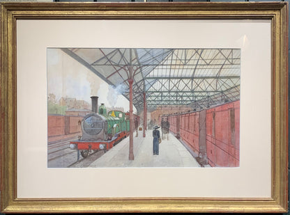 Arthur Charles Conrade - The Train Station, watercolour and pencil, early 20th century - Darnley Fine Art