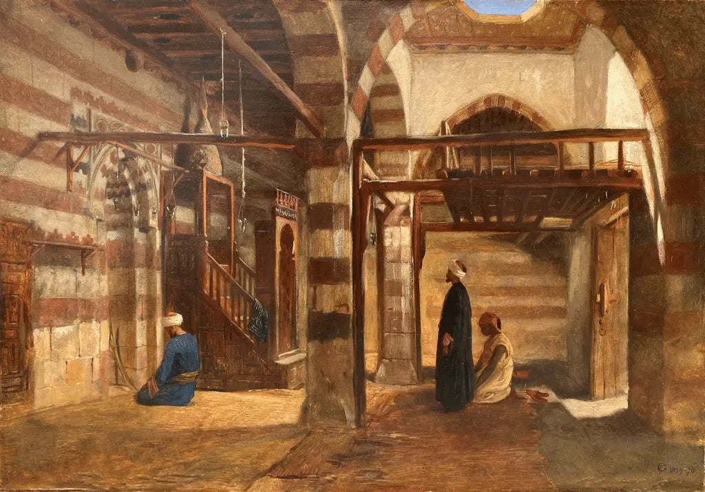 Frederick Goodall - At Prayer, oil on paper on canvas, 19th century - Darnley Fine Art