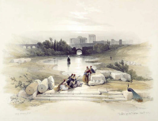 David Roberts - Baalbec from the Fountain, lithograph, 19th century - Darnley Fine Art