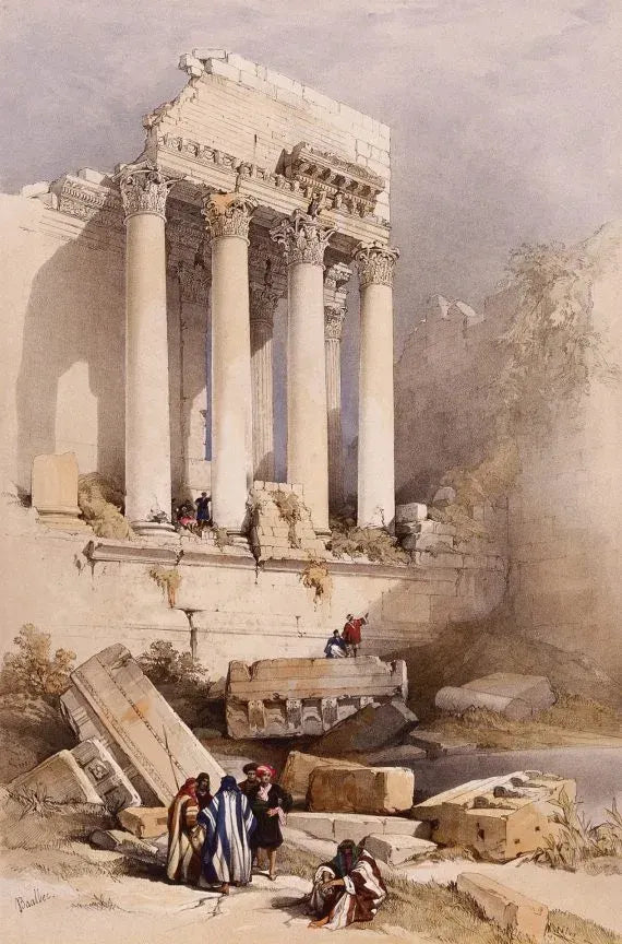 David Roberts - Baalbec, Western Portico, lithograph, 19th century - Darnley Fine Art