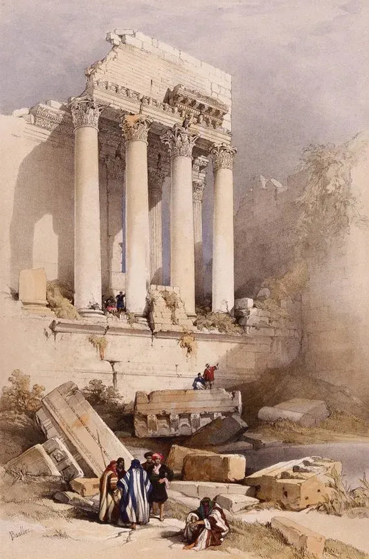 David Roberts - Baalbec, Western Portico, lithograph, 19th century - Darnley Fine Art