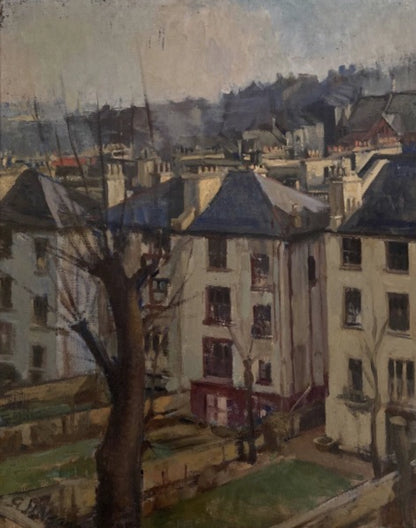 Alice Headley Neave - Backgardens, oil on canvas, 20th century - Darnley Fine Art