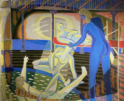 Robert Bouretz - Bathing Nudes, oil on canvas, 20th century - Darnley Fine Art