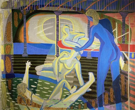Robert Bouretz - Bathing Nudes, oil on canvas, 20th century - Darnley Fine Art