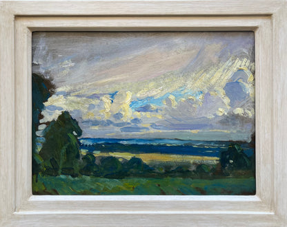 British School - Beyond the Fields, oil on board, 20th century - Darnley Fine Art