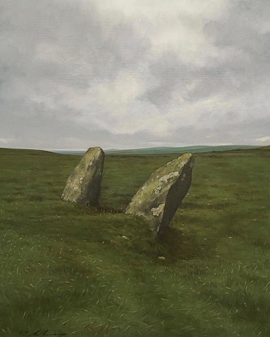 Jeremy Andrews - Blue Stones, Waun Mawn, oil on board, 21st century - Darnley Fine Art