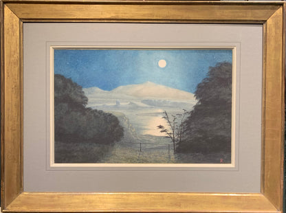 British School - View across a Lake, watercolour, late 19th century - Darnley Fine Art