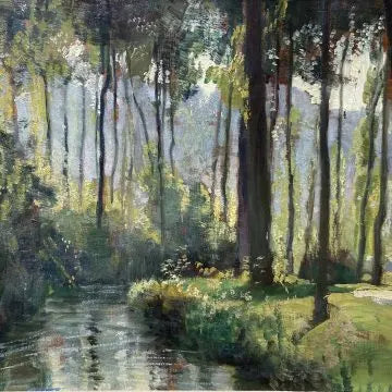 Frank Lewis Emanuel - By the River, Montreuil, oil on board, late 19th century - Darnley Fine Art