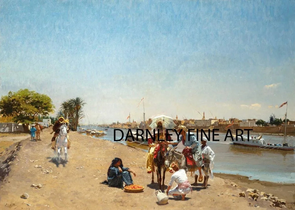 Emile Wauters - Cairo and the Banks of the Nile, oil on canvas, 19th century - Darnley Fine Art