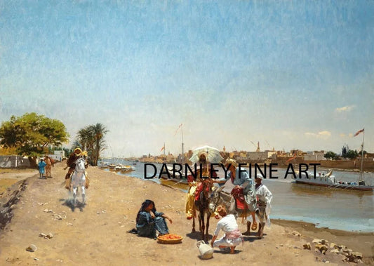 Emile Wauters - Cairo and the Banks of the Nile, oil on canvas, 19th century - Darnley Fine Art