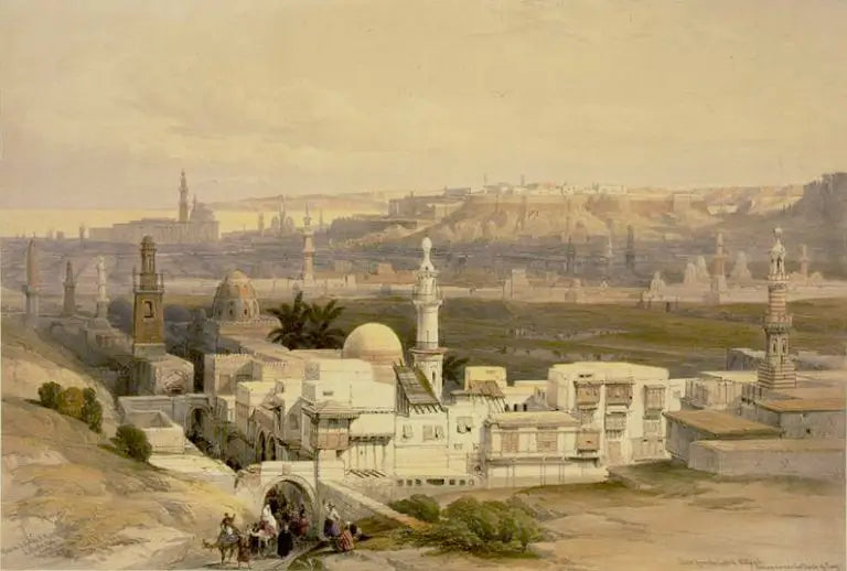 David Roberts - Cairo from the Gate of Citizenis, looking towards the desert of Suez, lithograph, 19th century - Darnley Fine Art