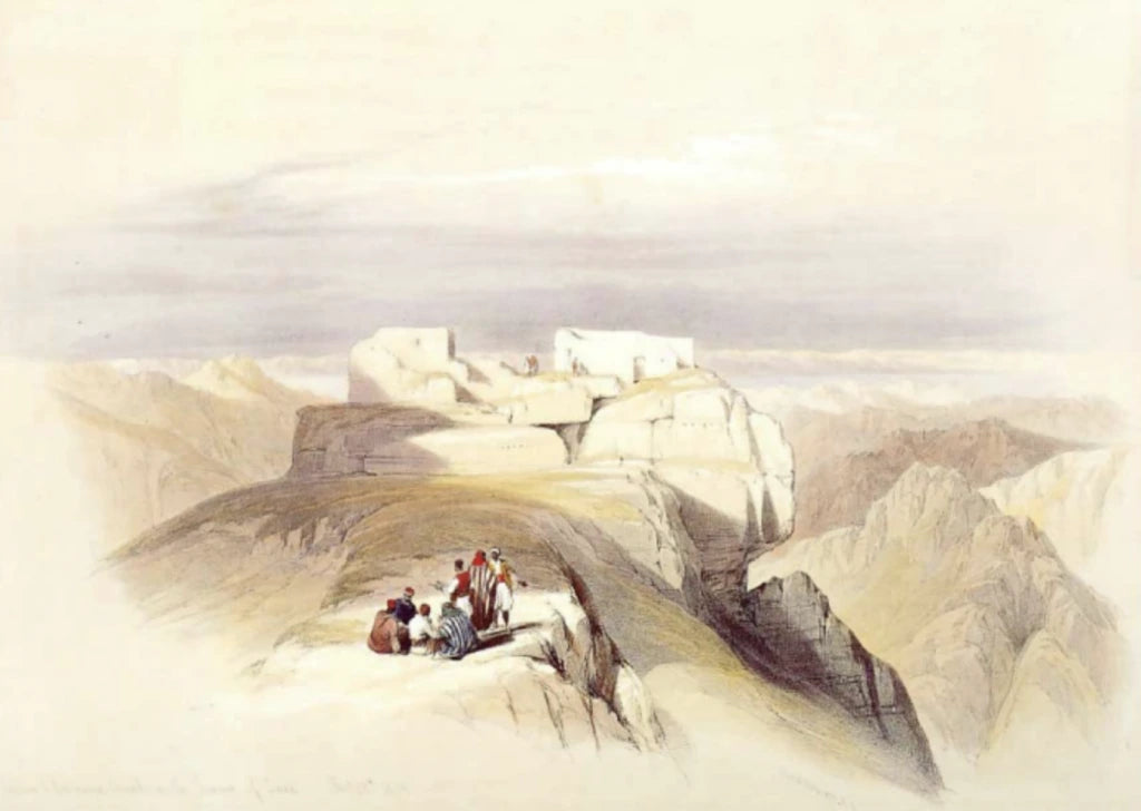 David Roberts - Christian and Moslem Chapels on the Summit of Sinai, lithograph, 19th century - Darnley Fine Art