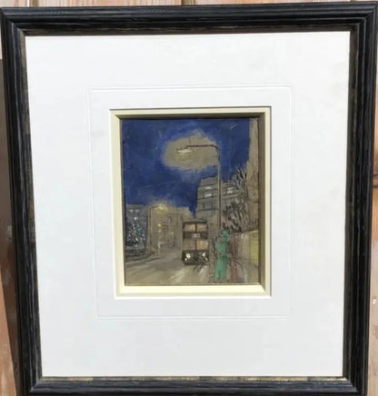 English School - Christmas in the City, pastel, ink and watercolour on paper, early 20th century - Darnley Fine Art