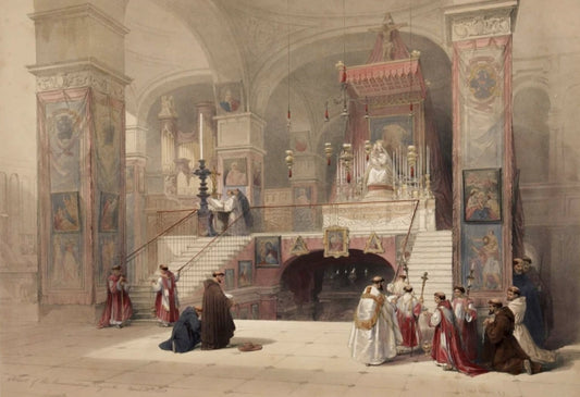 David Roberts - Church of the Annunciation, Nazareth, lithograph, 19th century - Darnley Fine Art