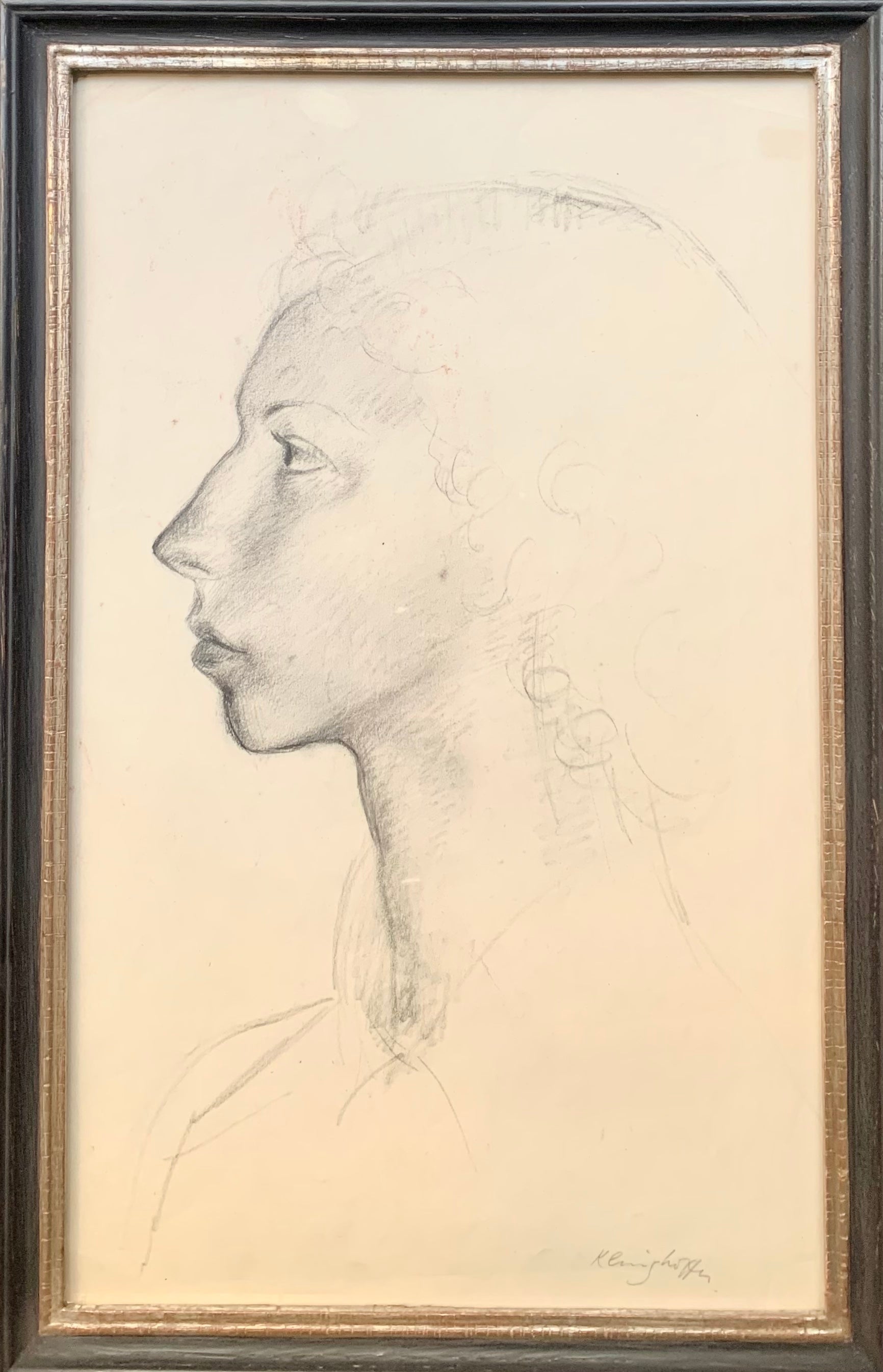 Clara Klinghoffer - Sketch of a Woman in Profile, pencil on paper, 20th century - Darnley Fine Art