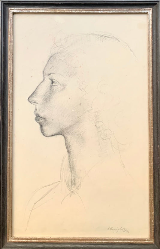 Clara Klinghoffer - Sketch of a Woman in Profile, pencil on paper, 20th century - Darnley Fine Art