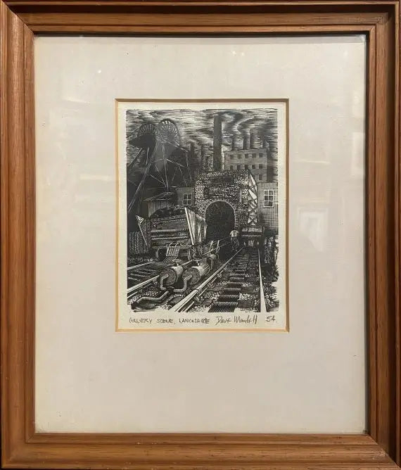 David Kenneth Mandell - Colliery Scene, Lancashire, wood engraving on paper, 20th century - Darnley Fine Art
