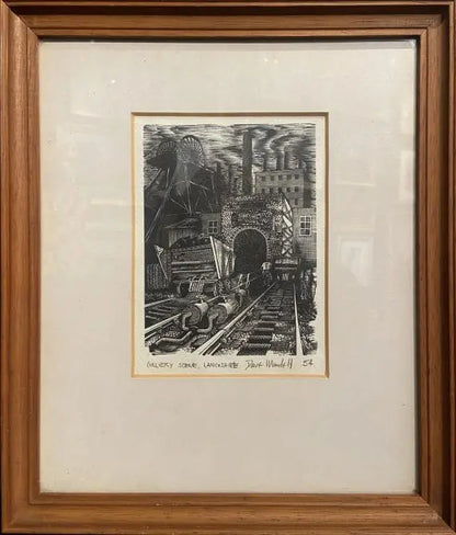 David Kenneth Mandell - Colliery Scene, Lancashire, wood engraving on paper, 20th century - Darnley Fine Art