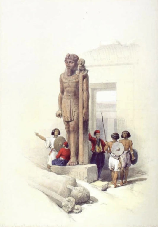 David Roberts - Colossi at Wady Saboua, lithograph, 19th century - Darnley Fine Art