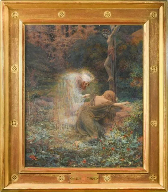 William Wiehe Collins - Come Unto Me Ye Weary, watercolour heightened with bodycolour on paper laid on canvas, 19th century - Darnley Fine Art