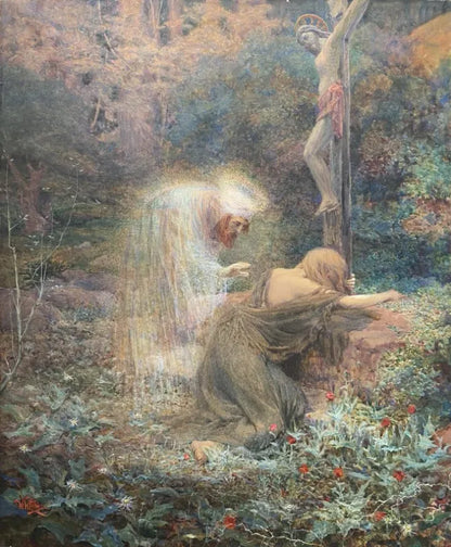 William Wiehe Collins - Come Unto Me Ye Weary, watercolour heightened with bodycolour on paper laid on canvas, 19th century - Darnley Fine Art