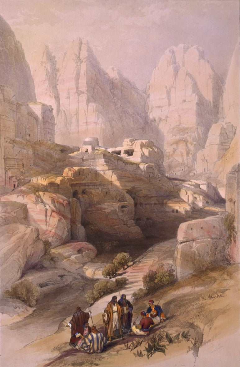 David Roberts - The Ravine, Petra, lithograph, 19th century - Darnley Fine Art