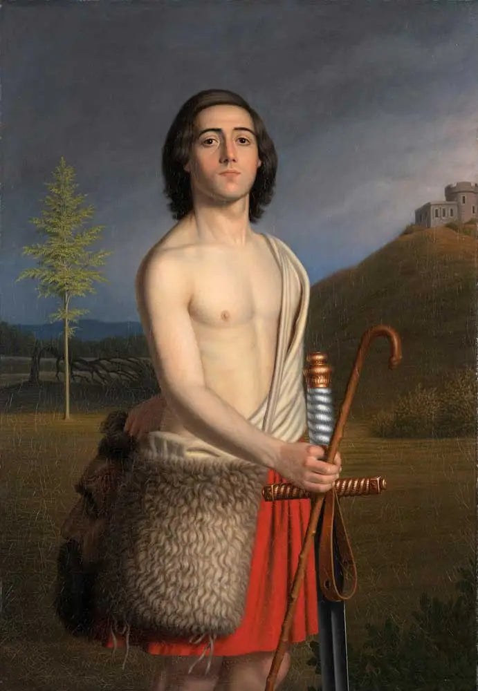 John Rogers Herbert - David with the Head of Goliath, oil on canvas, mid 19th century - Darnley Fine Art