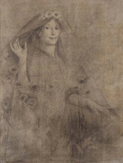 Thomas Cooper Gotch - Death the Bride, graphite on paper, 19th century - Darnley Fine Art
