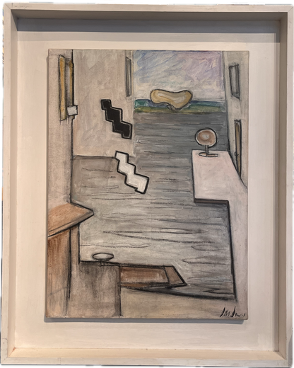 Derek Davis - Abstraction in Grey, oil on canvas, 20th century - Darnley Fine Art