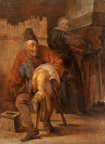 Dutch School - The Five Senses: Smell, oil on oak panel, 17th century - Darnley Fine Art