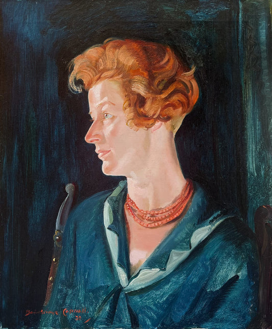 Edward Bainbridge Copnall - Portrait of a Lady in Blue, oil on canvas, 20th century - Darnley Fine Art