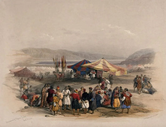 David Roberts - Encampment of Pilgrims at Jericho, lithograph, 19th century - Darnley Fine Art