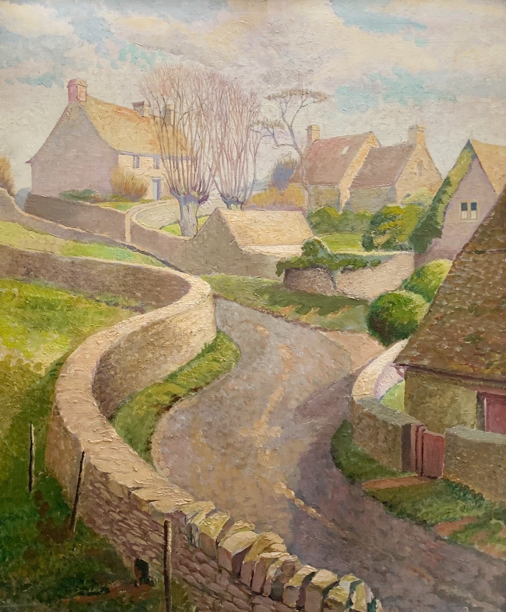 English School - Lower Chedworth, Cotswolds, oil on board, 20th century - Darnley Fine Art