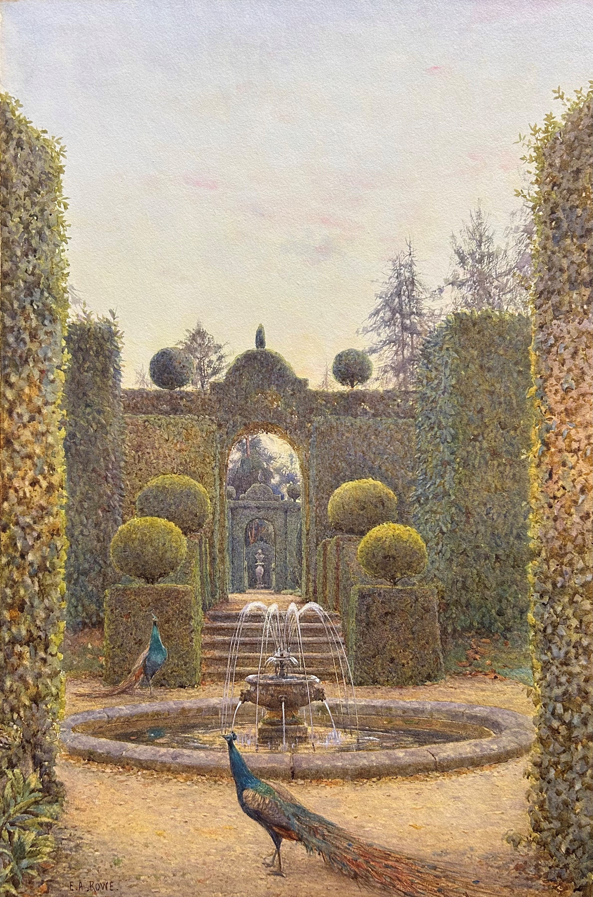 Ernest Arthur Rowe - Brockenhurst Gardens, watercolour, 19th century - Darnley Fine Art