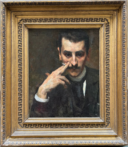 Eugene Pascau - Portrait of Rene Castera, oil on canvas, 19th century - Darnley Fine Art
