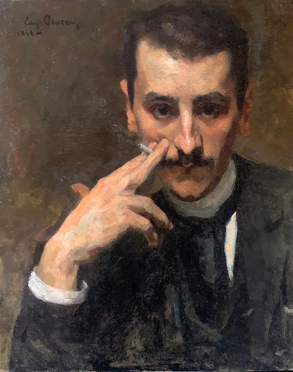 Eugene Pascau - Portrait of Rene Castera, oil on canvas, 19th century - Darnley Fine Art