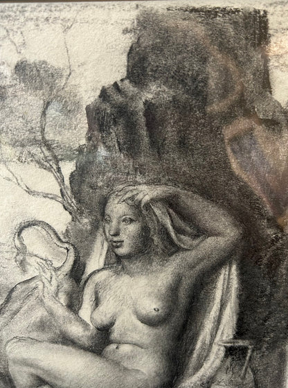 Victor Hume Moody - Europa and the Bull, graphite on paper, 20th century - Darnley Fine Art