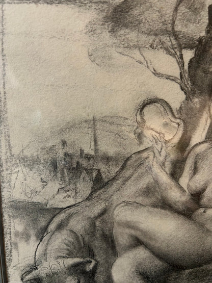 Victor Hume Moody - Europa and the Bull, graphite on paper, 20th century - Darnley Fine Art