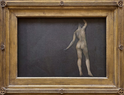 Evelyn de Morgan - Study of a Standing Female Nude, black chalk and pastel on grey paper, 19th century - Darnley Fine Art