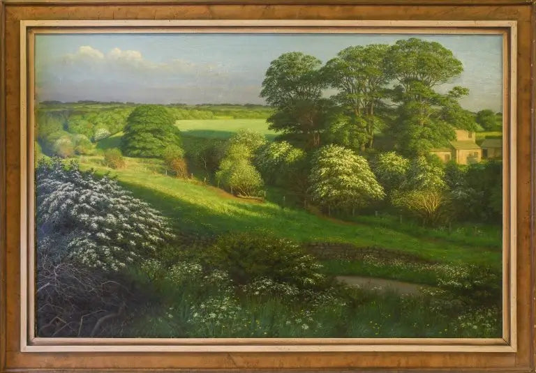 Raymond Booth - Afternoon Sun in Late May, oil on board, late 20th century - Darnley Fine Art