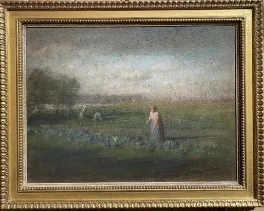 Manner of Jean Francois Millet - Field Workers, pastel on paper, 19th century - Darnley Fine Art