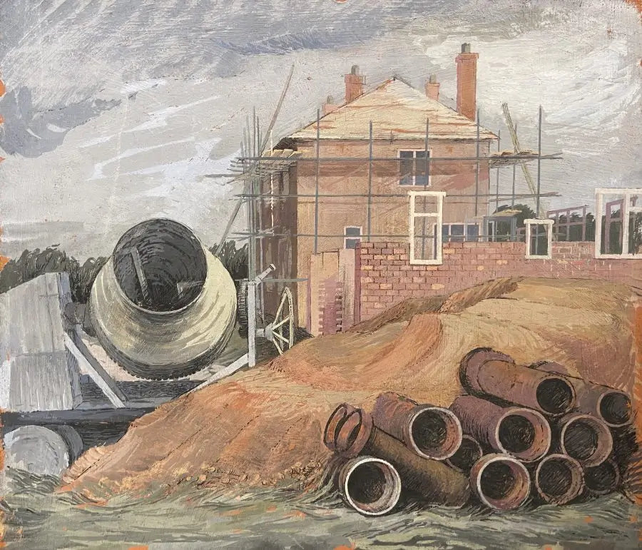 British School - Founded on Sand, gouache and ink on board, mid 20th century - Darnley Fine Art