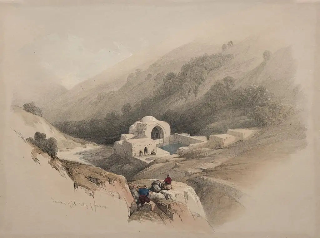 David Roberts - Fountain of Job, Valley of Hinnom, lithograph, 19th century - Darnley Fine Art