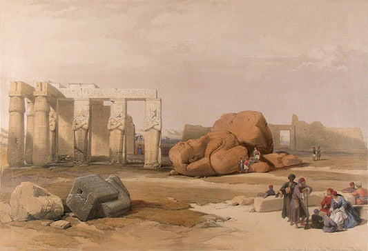 David Roberts - Fragment of the Great Colossis at the Memnonium, Thebes, lithograph, 19th century - Darnley Fine Art
