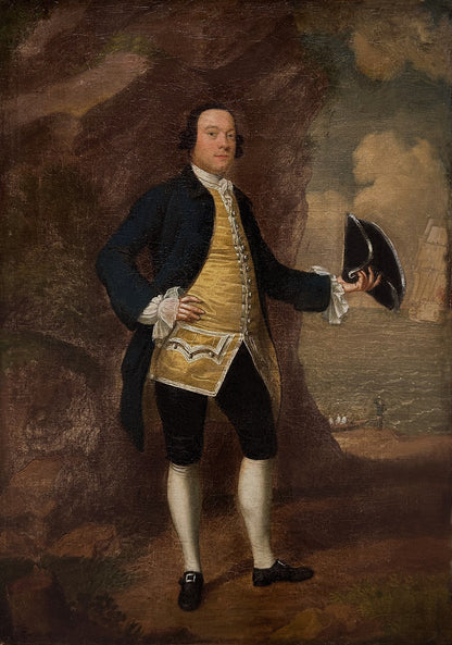 Francis Hayman - Portrait of a Privateer, oil on canvas, 18th century - Darnley Fine Art