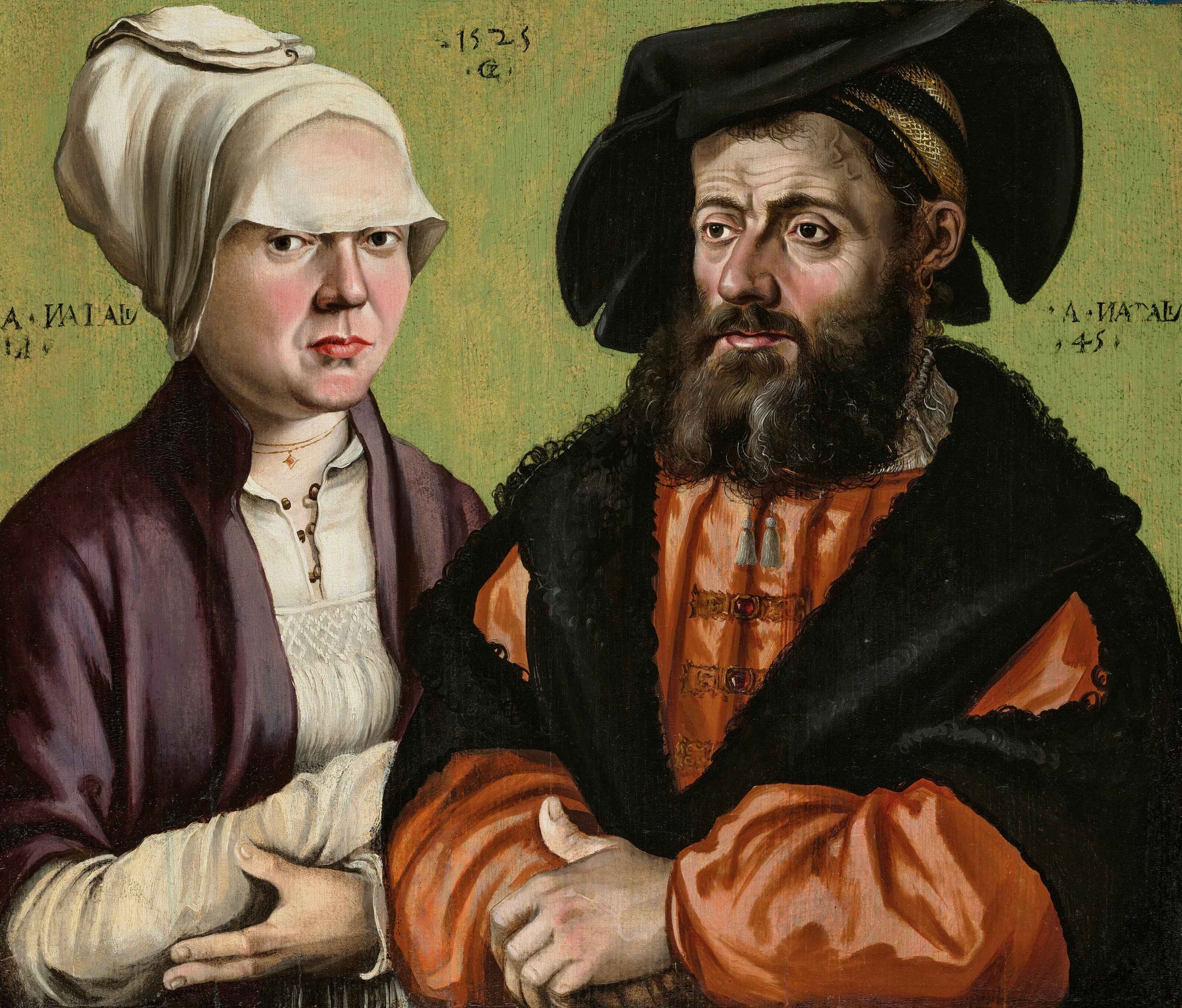 Gabriel Zehender - Double Portrait of a married couple, oil on panel, 16th century - Darnley Fine Art